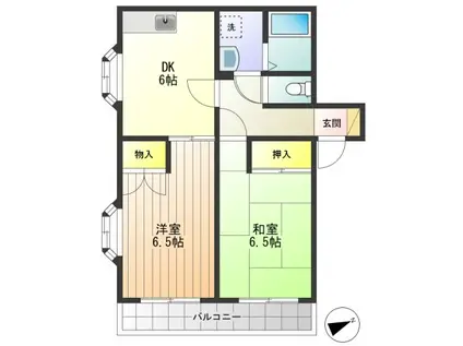 ウインヒルズ(2DK/3階)の間取り写真