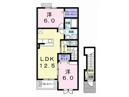 ラッフィナートI(2LDK/2階)の間取り写真