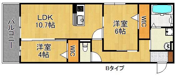 GRANDEL A棟B棟(2LDK/1階)の間取り写真