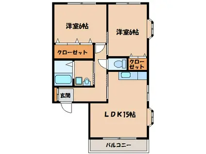 末吉大丸マンションA棟(2LDK/3階)の間取り写真