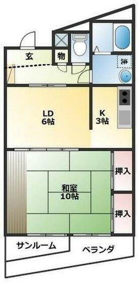 Jポートマンション(1LDK/3階)の間取り写真