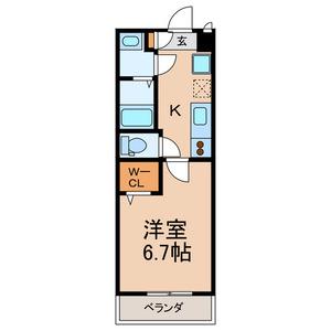プレジオII(1K/1階)の間取り写真