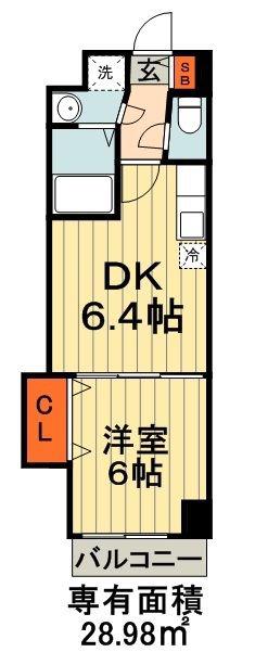 金太郎ヒルズ100(1DK/5階)の間取り写真
