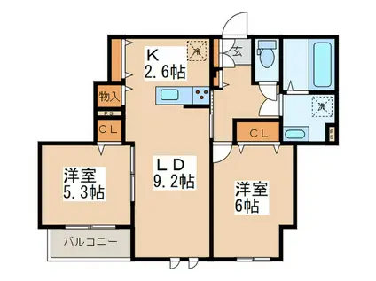 プライムハウス(2LDK/1階)の間取り写真