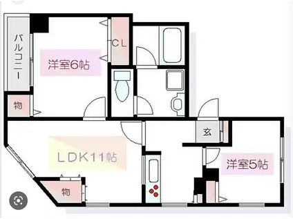 フェアロージェ錦糸町(2LDK/6階)の間取り写真