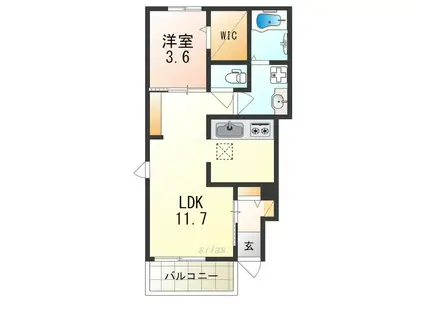 シャルマン大蓮北(1LDK/1階)の間取り写真