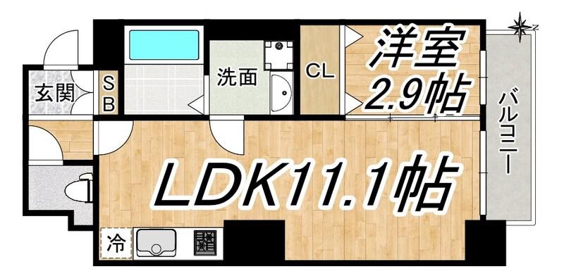 MCOURT新町(1LDK/8階)の間取り写真
