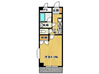 グッディハイム(1K/3階)の間取り写真