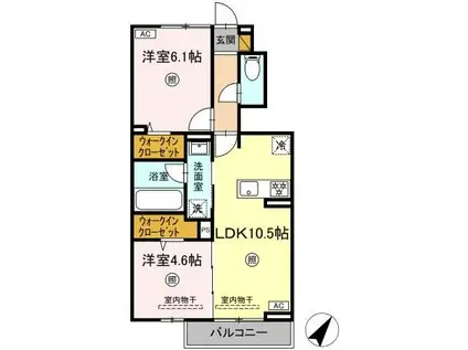 グランツィーモ(2LDK/1階)の間取り写真