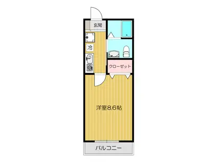 リバティヒルズ新松戸(1K/1階)の間取り写真