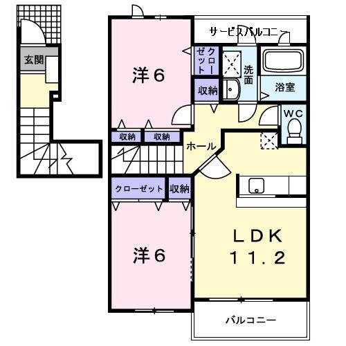 シャルマンドミールII(2LDK/2階)の間取り写真
