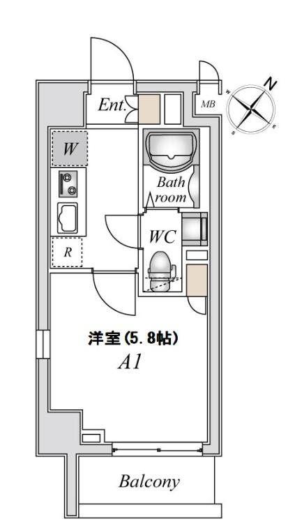 N-STAGE稲城(1K/4階)の間取り写真