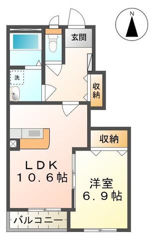 パルティールI(1LDK/1階)の間取り写真