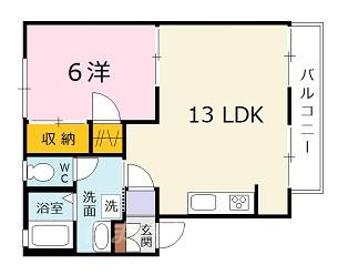 シャトル矢口 C(1LDK/1階)の間取り写真