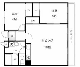 グリーンハイツ東山(2LDK/3階)の間取り写真