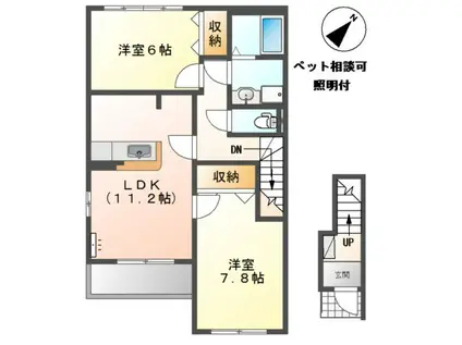 KUKUNA(2LDK/2階)の間取り写真