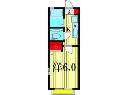 カーサスイム(1K/2階)の間取り写真