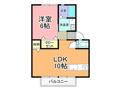 サンビレッジ松が丘 A棟(1LDK/2階)の間取り写真