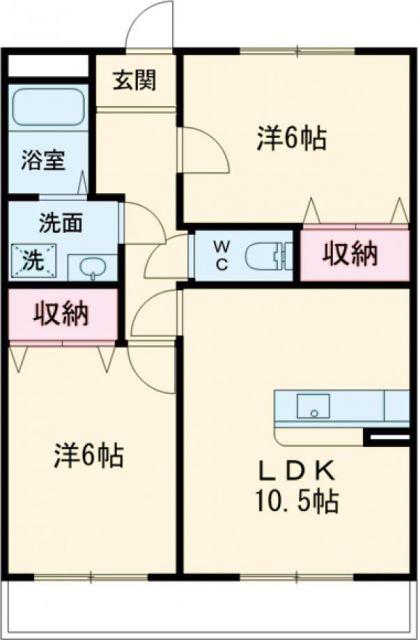 サンモール美木(2LDK/2階)の間取り写真