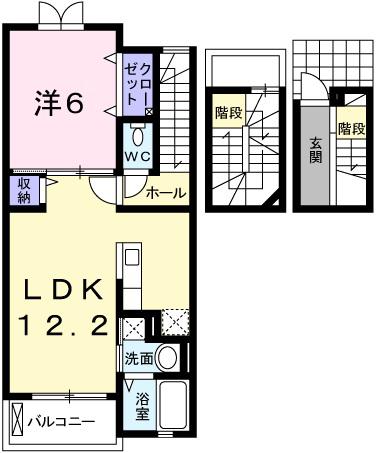 ポエム・ひまわり(1LDK/3階)の間取り写真