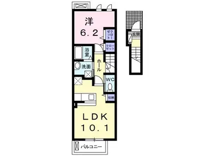 クレメントII(1LDK/2階)の間取り写真