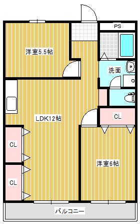 新潟昭和ビル(2LDK/6階)の間取り写真