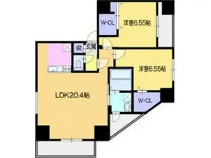 ウェルズN5(2LDK/12階)の間取り写真