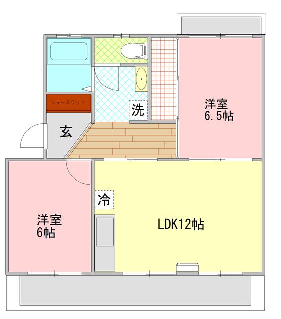 ヴィラ長者町(2LDK/3階)の間取り写真