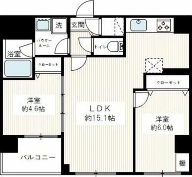 HY′S STAGE BRILLANT(2LDK/9階)の間取り写真