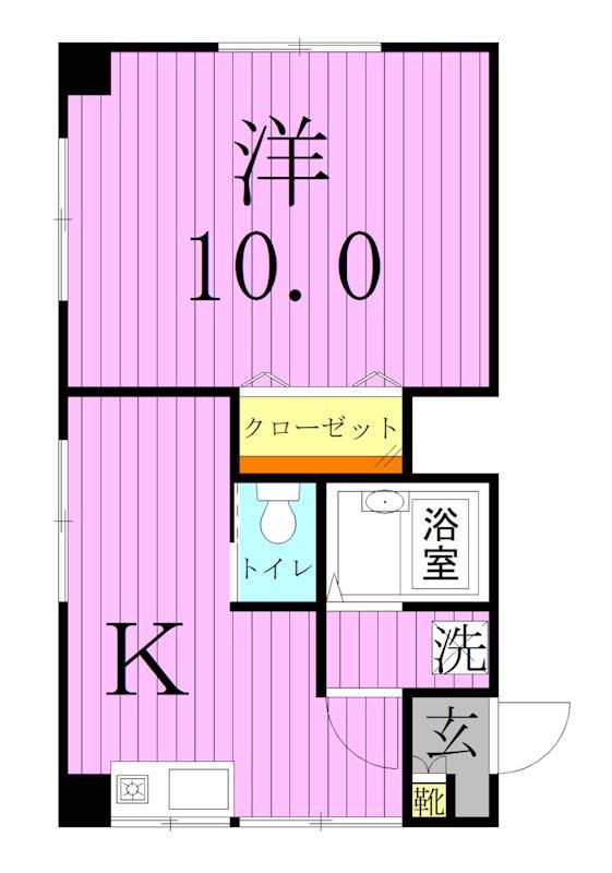 ドーブアヤセ(1DK/3階)の間取り写真