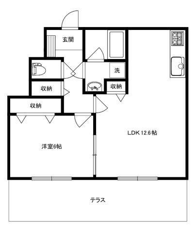 ファミーユ大阪高槻(1LDK/1階)の間取り写真