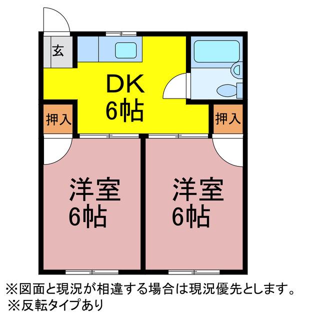 アーバンハイツ(2DK/2階)の間取り写真