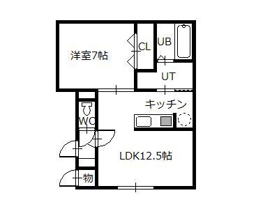 SUNRISE(1LDK/2階)の間取り写真