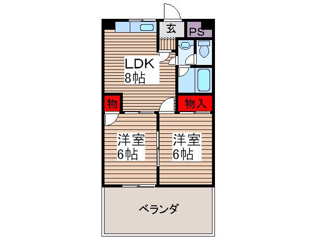 第二春日ビル(2LDK/2階)の間取り写真
