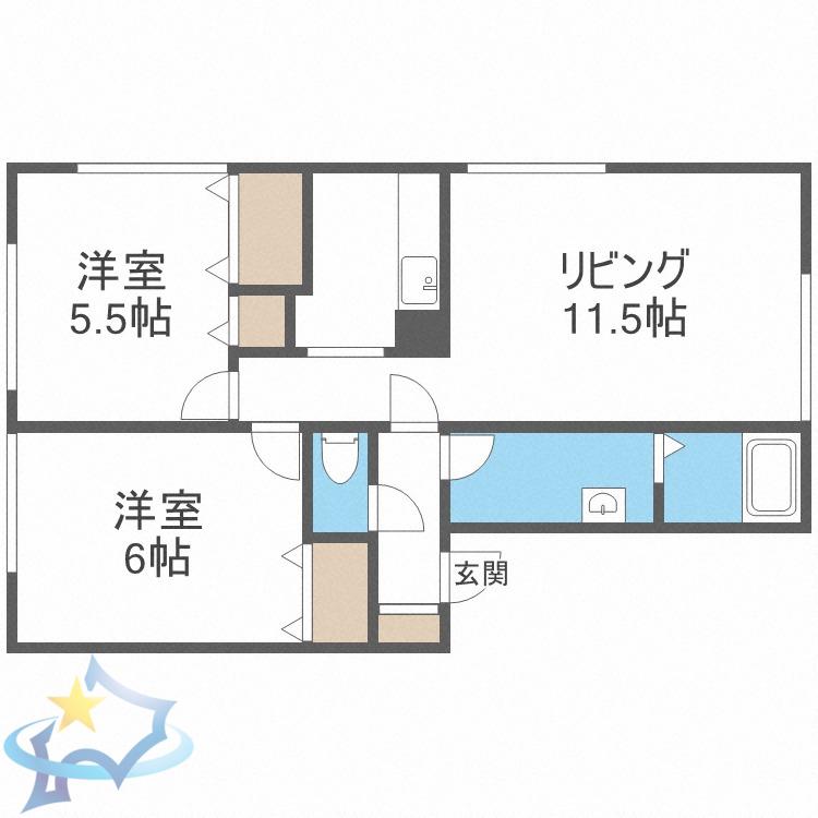 コーポエンドレス(2LDK/2階)の間取り写真