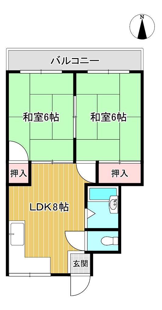 信栄ハウス(2LDK/3階)の間取り写真