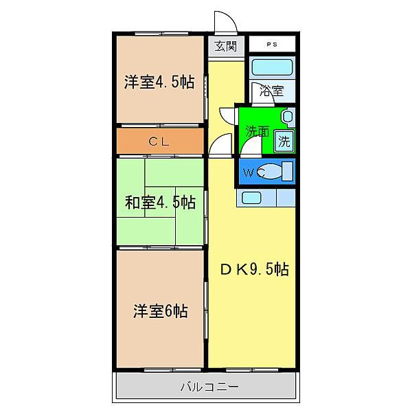 第1 サニーハイツ(3DK/3階)の間取り写真