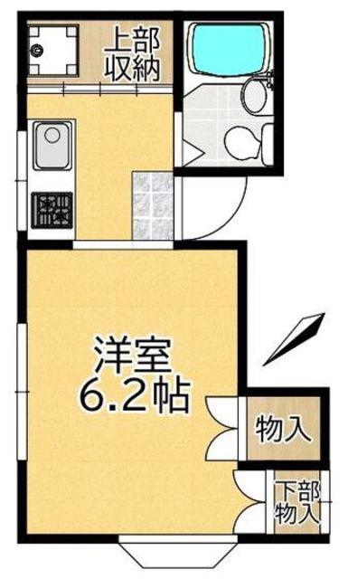 ベルメゾン岸町(1K/2階)の間取り写真