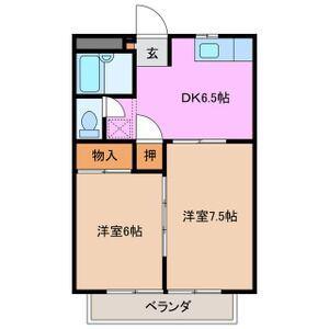 アクティブシティB(2DK/2階)の間取り写真