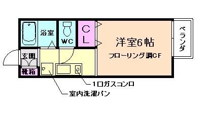 ルミエール(1K/1階)の間取り写真