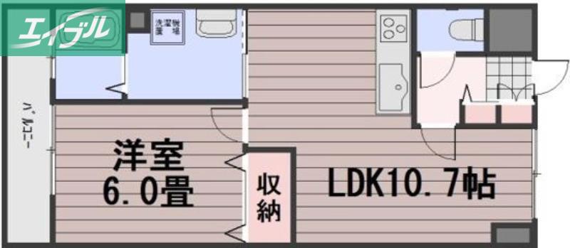 ロンディーネ福富I(1LDK/4階)の間取り写真