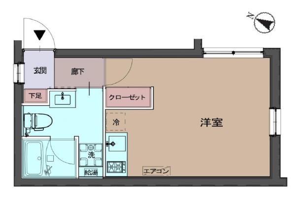 CREAL渋谷笹塚(ワンルーム/1階)の間取り写真