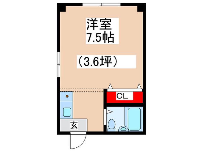 ダイキンハイツ(ワンルーム/2階)の間取り写真