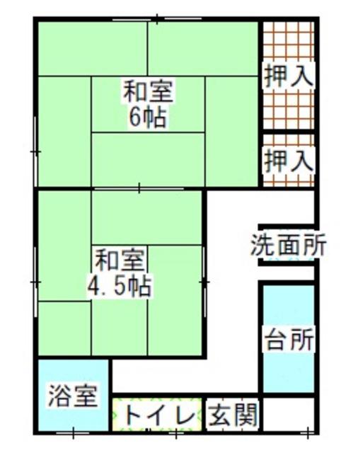 コーポ細渕(2K/2階)の間取り写真