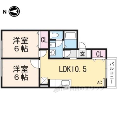 CENTER POINT(2LDK/1階)の間取り写真
