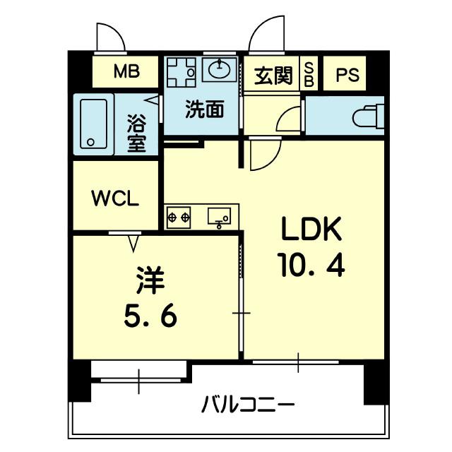 シャローム上熊本(1LDK/7階)の間取り写真