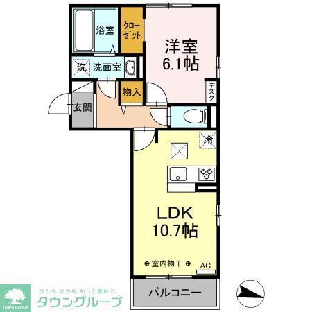 ウェルデンスDーSTAY A(1LDK/2階)の間取り写真