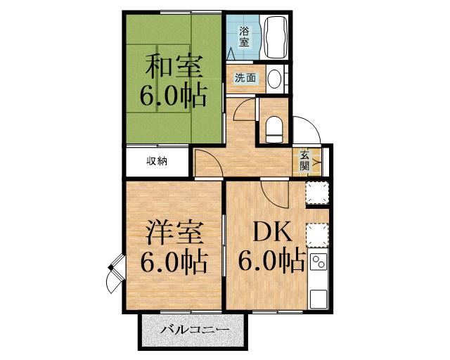 エスポワールA棟(2DK/2階)の間取り写真