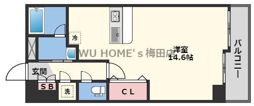セレニテ梅田北PREMIUM(ワンルーム/12階)の間取り写真