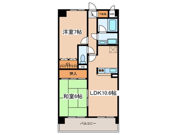 パストラルオオサワ(2LDK/4階)の間取り写真